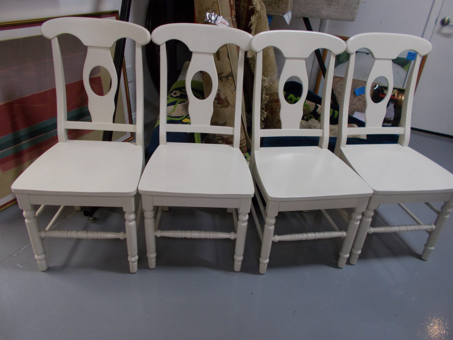 SET OF (4) White Painted Kitchen Chairs | Upscale Resale Furnishings of