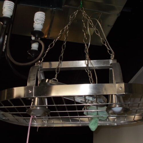 Silver Pot Hanger with Lights