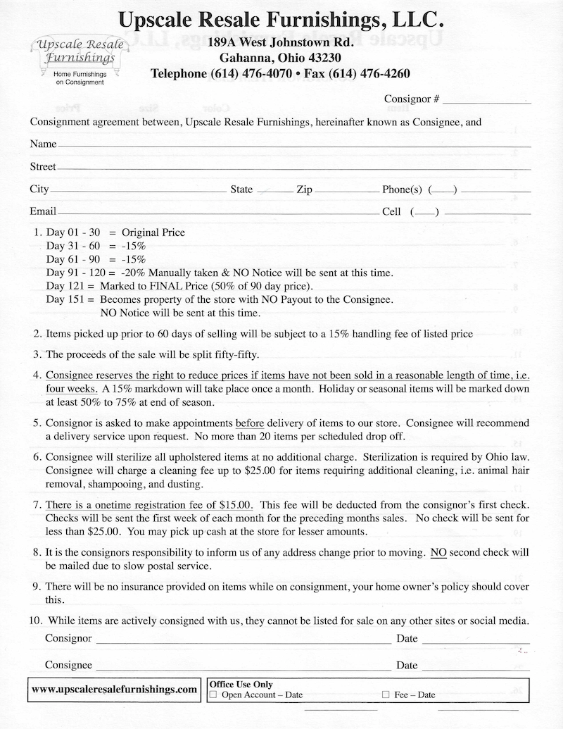Upscale Resale Contract