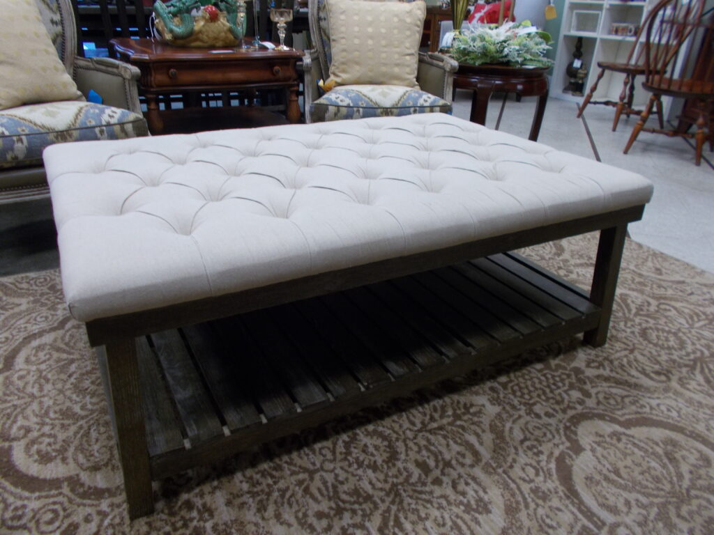 ELM AND IRON 2-Tier, Tufted Top Coffee Table; 51