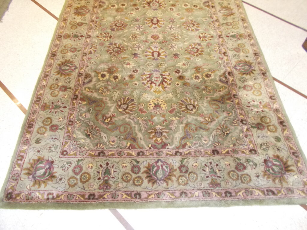 RESTORATION HARDWARE Green/Gold/Burgundy Floral Rug 100% Wool; 5' x 8'  (2) Available