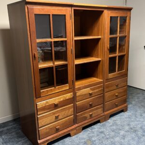WALTER E. SMITH Cherry Finish 3-Piece Bookcase with Adjustable Shelves and (3) Storage Doors; 20