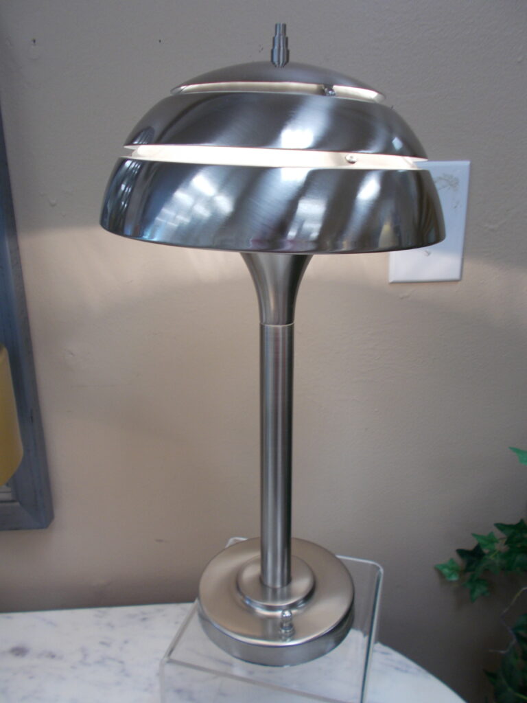 LEVENGER Brushed Silver Art Deco Style Lamp; 9