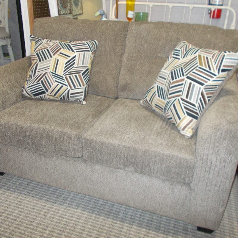 BRAND NEW Brown Loveseat with (2) Decorative Pillows; 59" x 37" x 39"