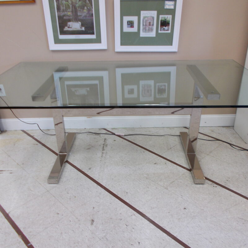 WILLIAM-SONOMA Chrome/Glass Dining Table; 80" x 44"
