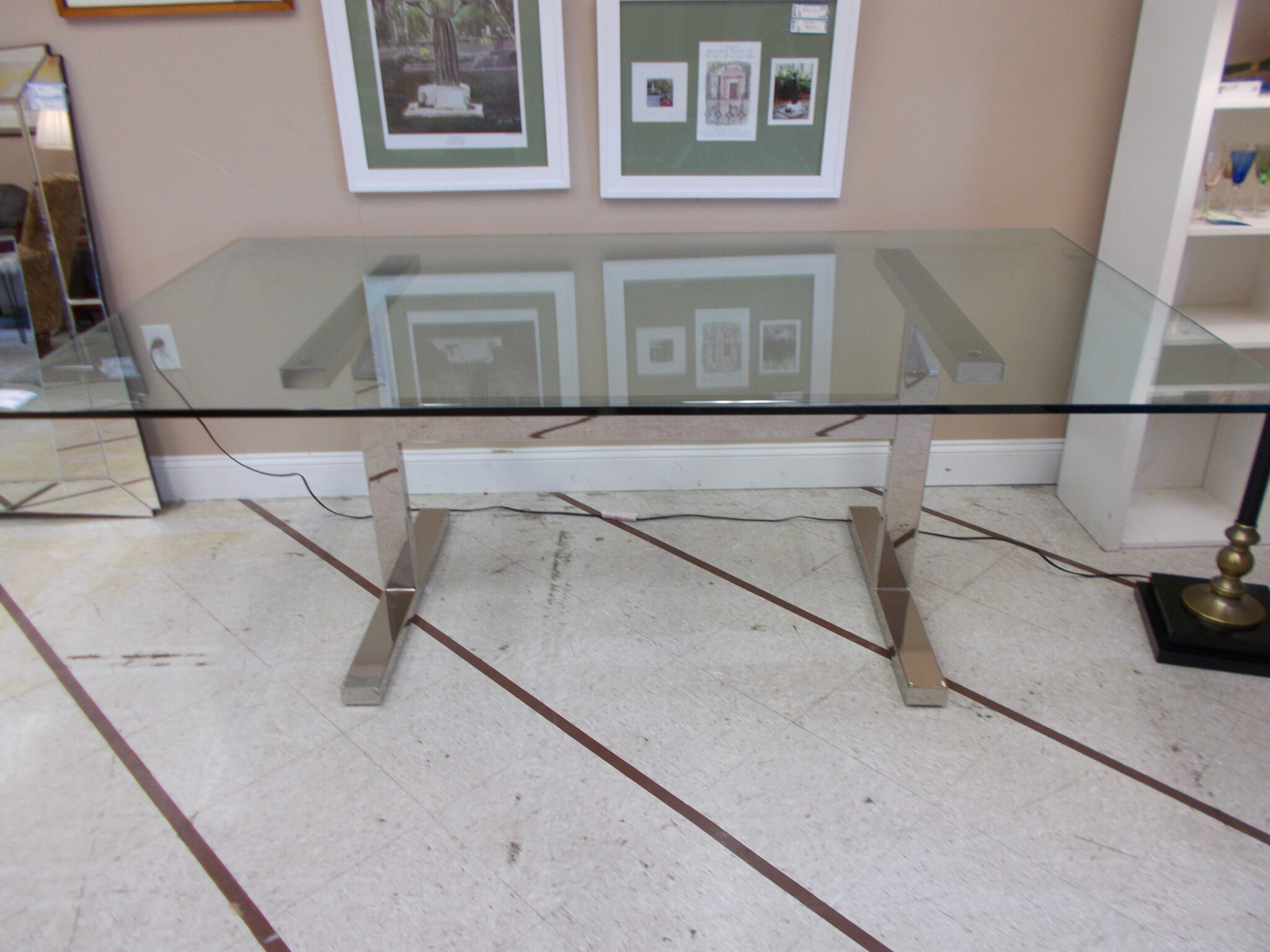 WILLIAM-SONOMA Chrome/Glass Dining Table; 80" x 44"