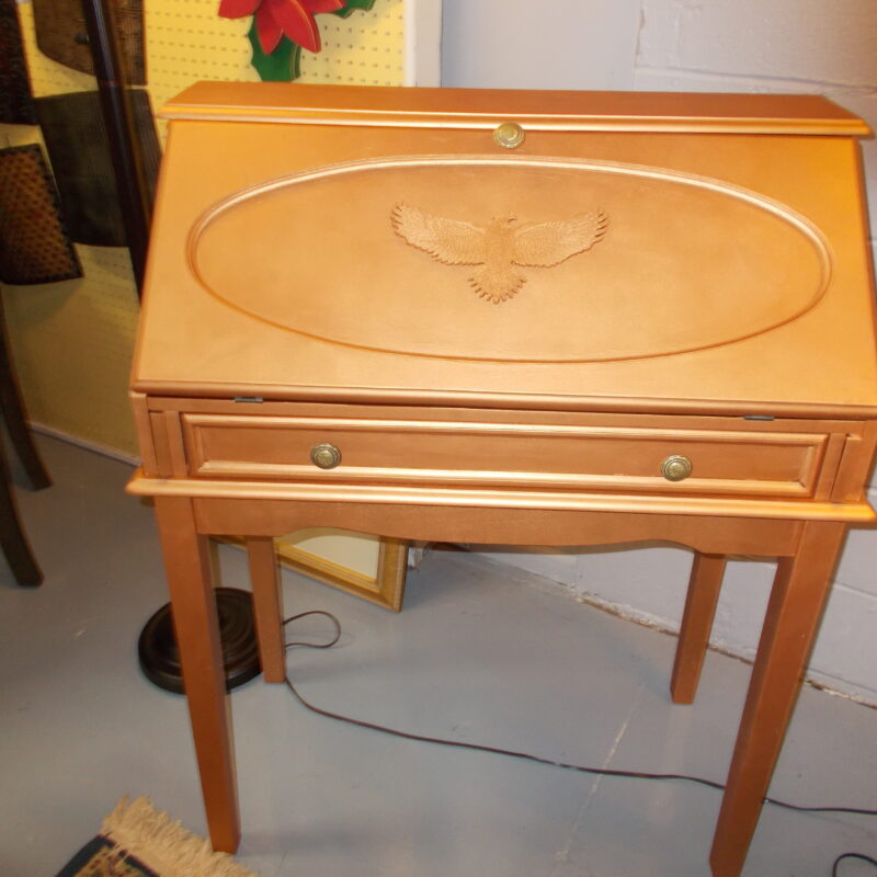 Bronze Painted Drop Down Secretary Desk; 33" x 18" x 42"