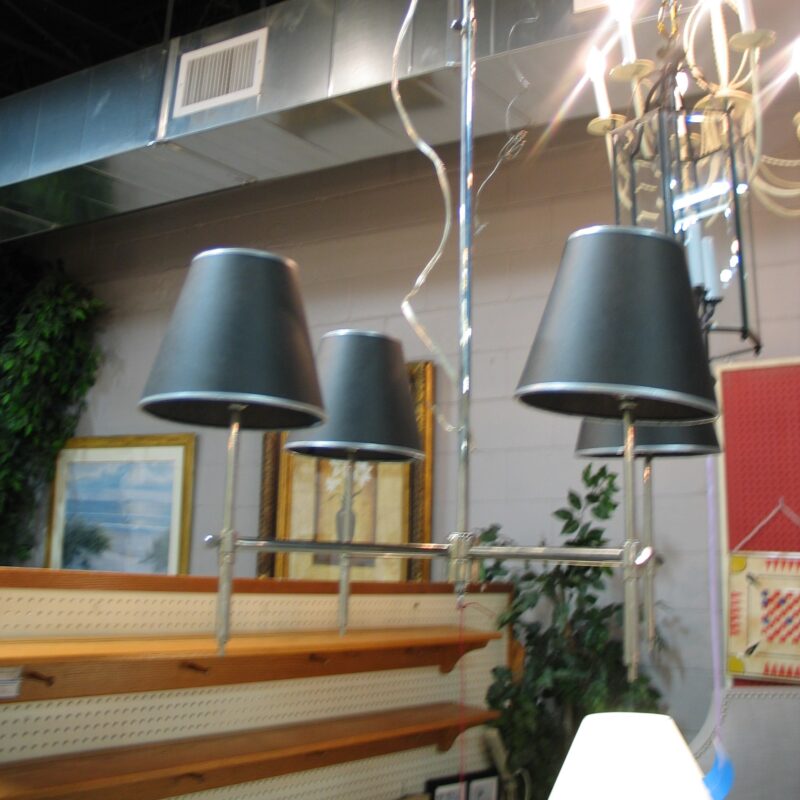 4-Light Silver Adjustable Height Pendant Chandelier with Shades; 22" x 22"