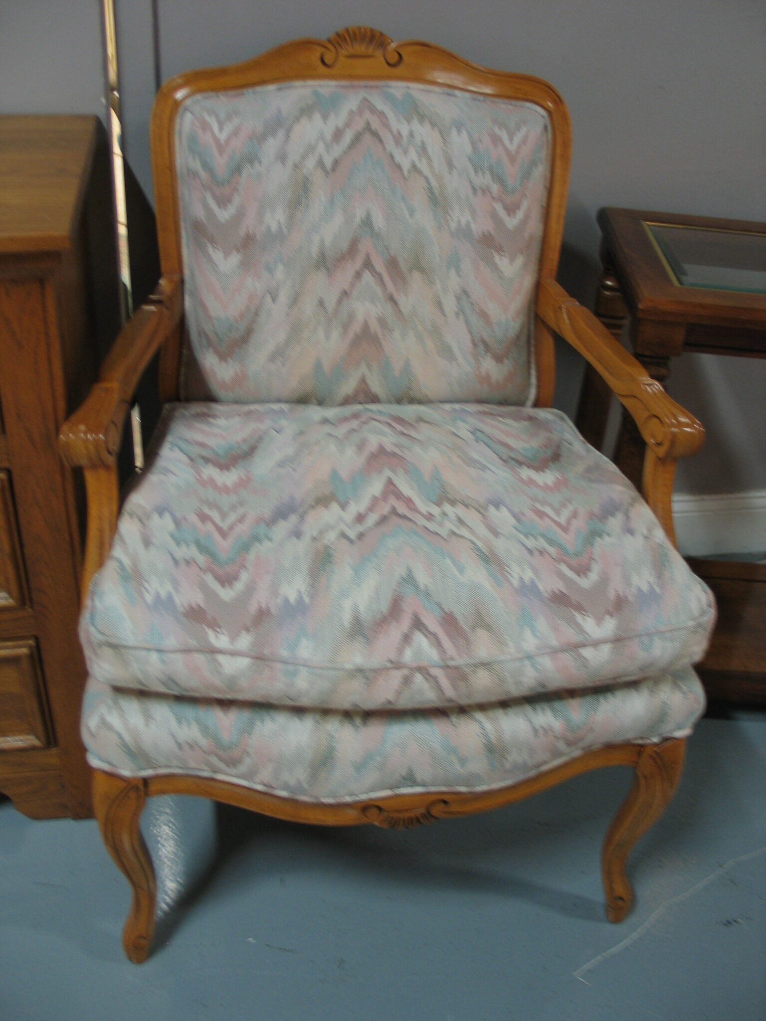 SAM MOORE Flame Stitch French Bergere Chair; 26" x 21" x 37"  (3) Available