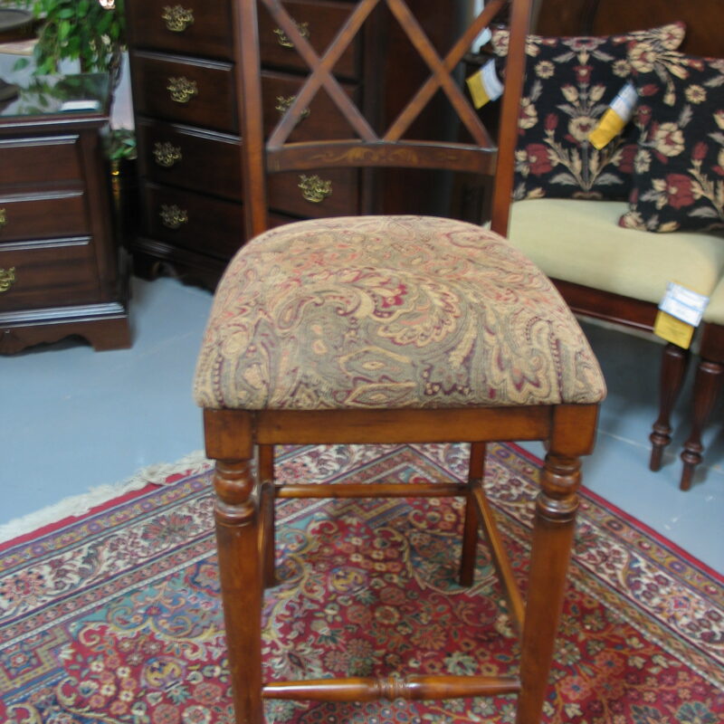 Wooden 32" Bar Stool with Upholstered Seat; 18" x 18" x 44"  (2) Available