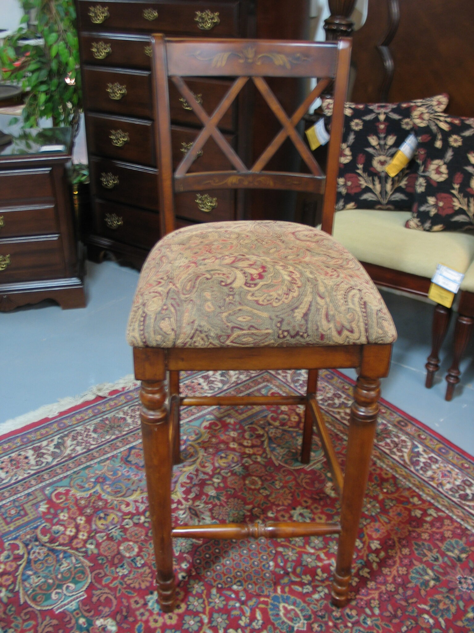 Wooden 32" Bar Stool with Upholstered Seat; 18" x 18" x 44"  (2) Available