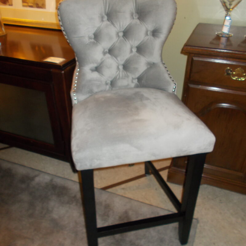 Grey Upholstered 26" Bar Stool; 19" x 19" x 40"