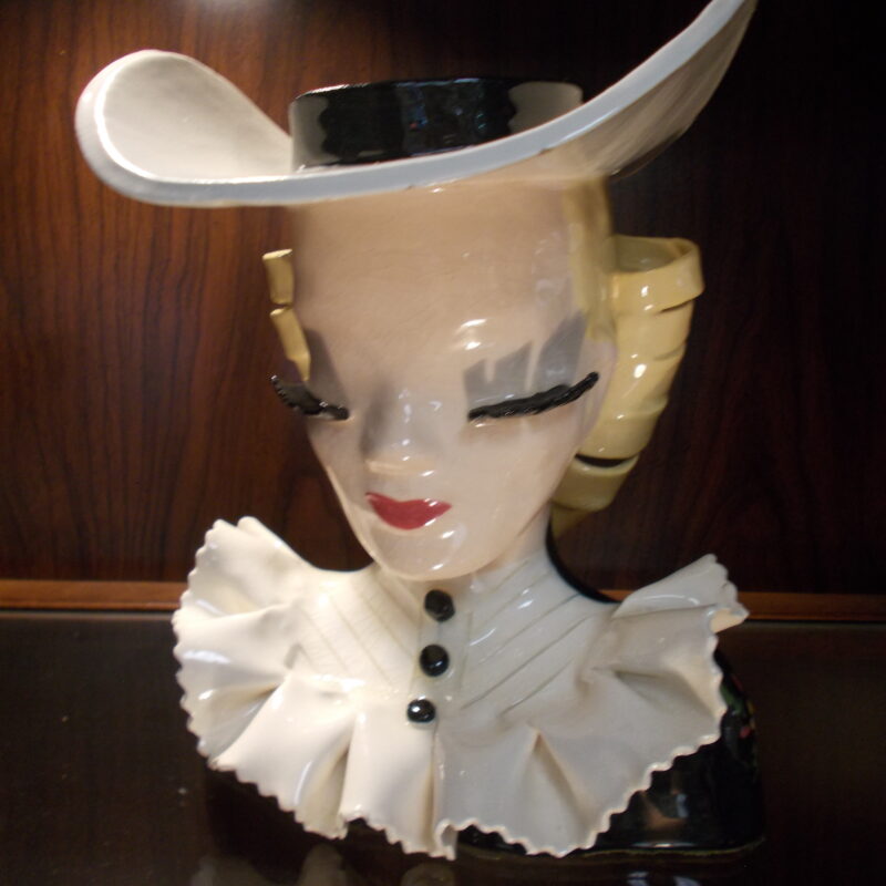 "Mary Lou" Tuxedo Head Vase by Betty Lou Nichols; 6" x 6" x 8"