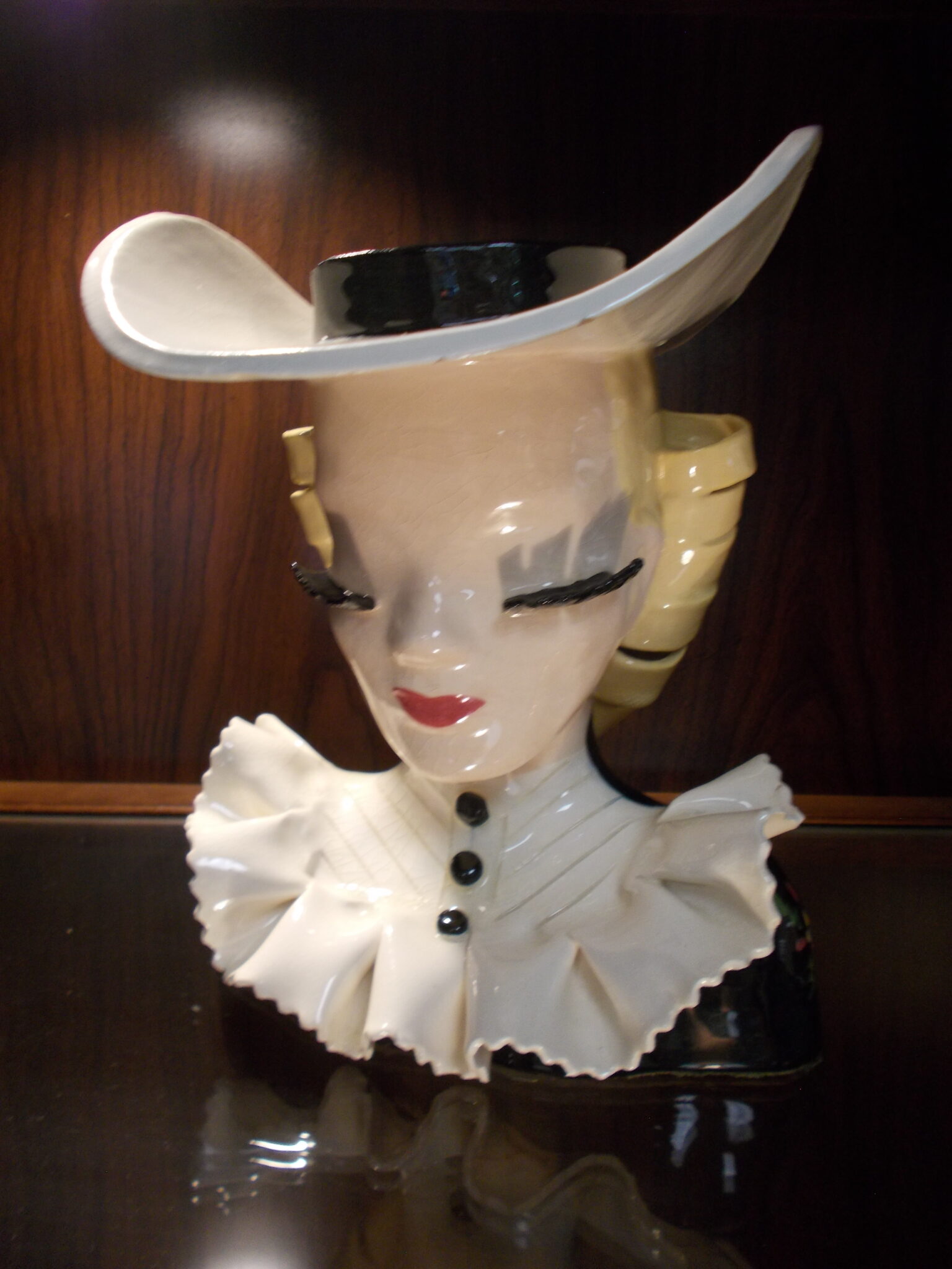 "Mary Lou" Tuxedo Head Vase by Betty Lou Nichols; 6" x 6" x 8"
