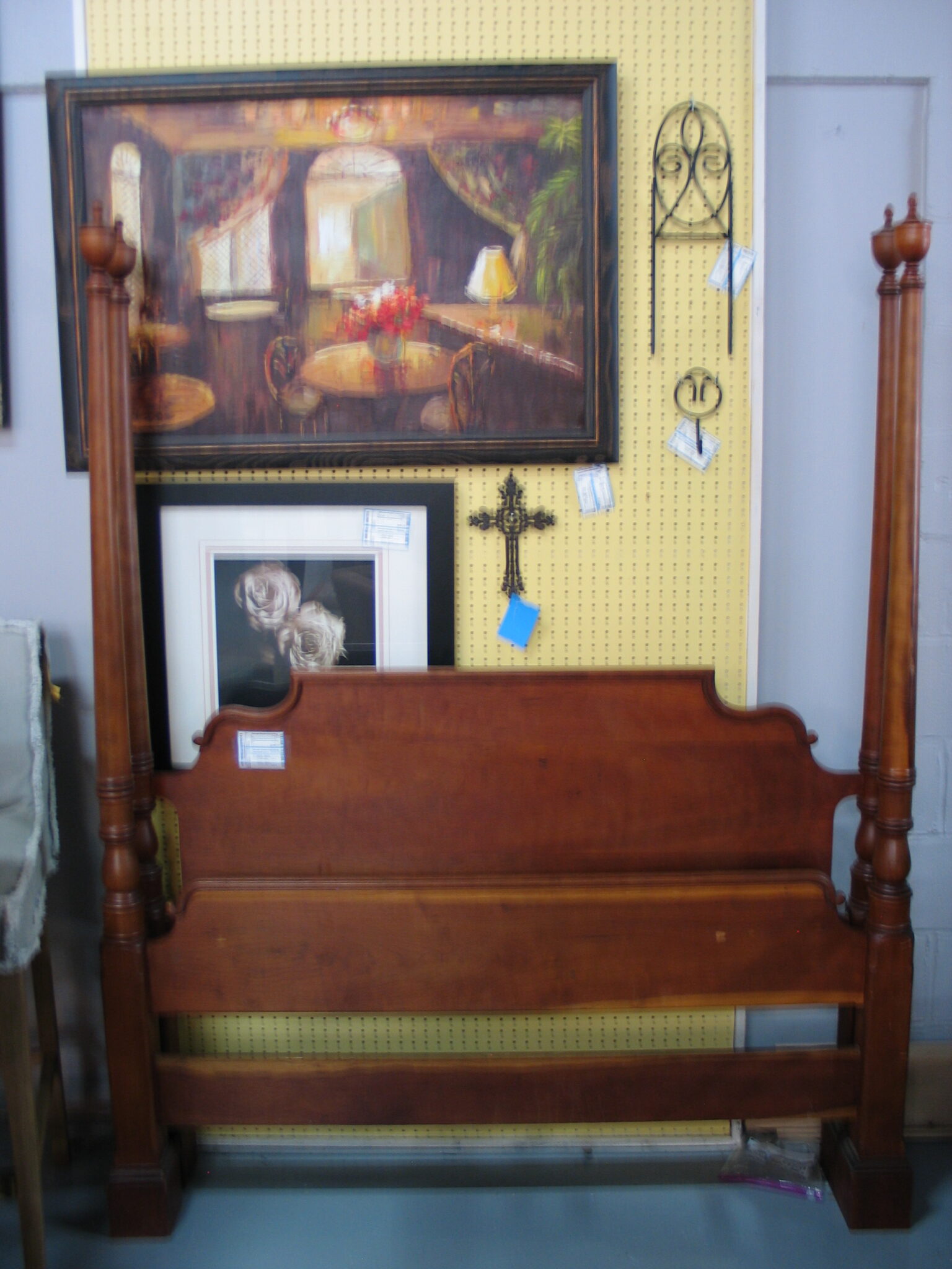 Full Size 4-Poster Bed (posts are removable); 56" x 41"