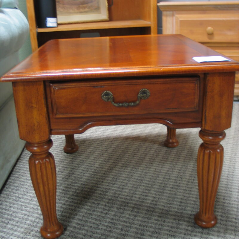 Wooden End Table with Drawer; 24" x 28" x 20"