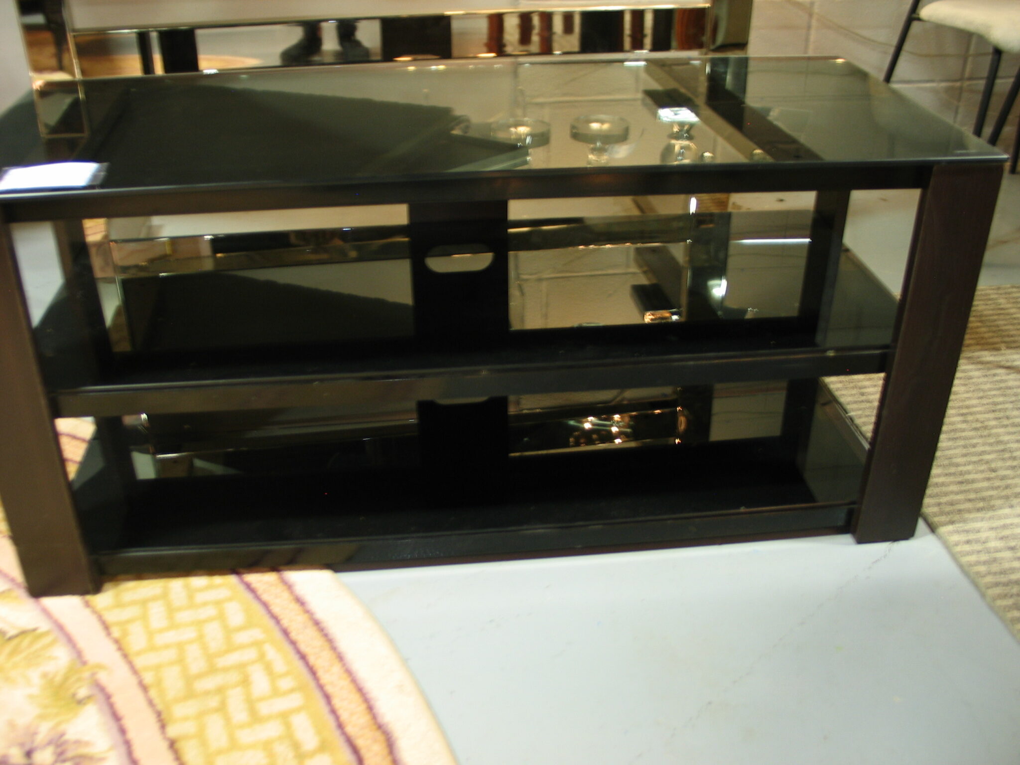 3-Tier Glass/Metal TV Console; 40" x 18" x 20"