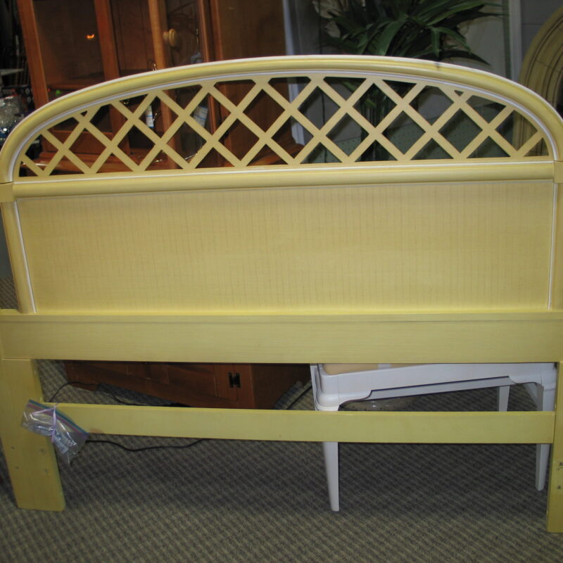 Vintage THOMASVILLE "Allegro" Yellow and White Full/Queen Headboard; 61" x 43"