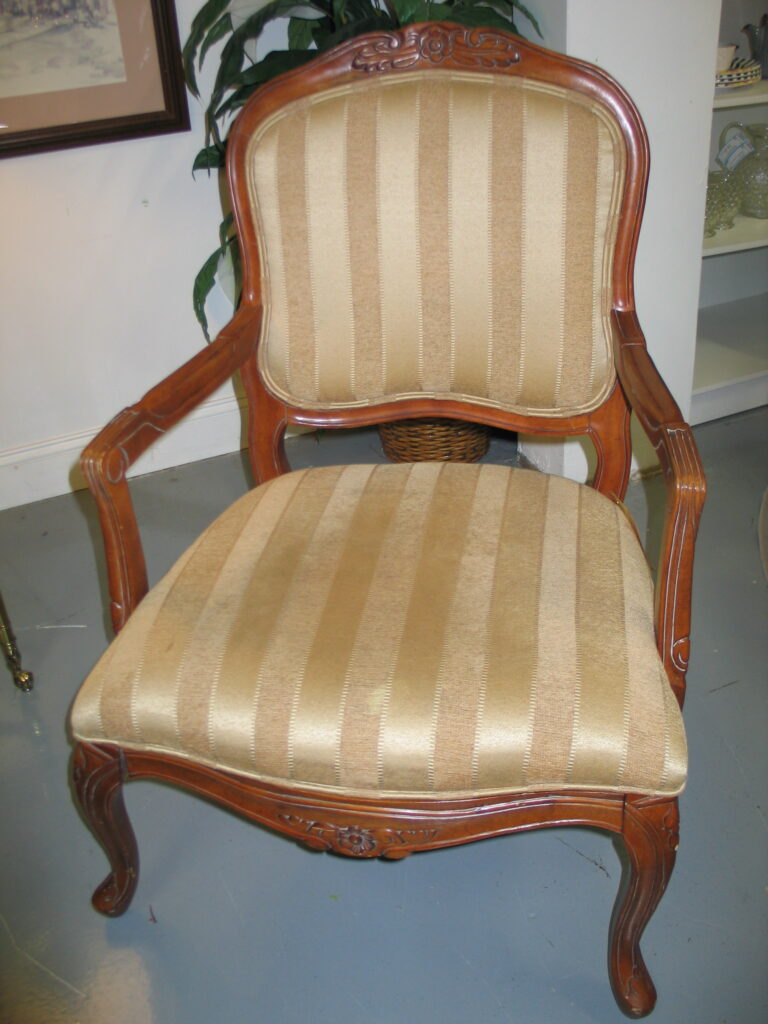 Gold Stripe French Bergere Chair; 26