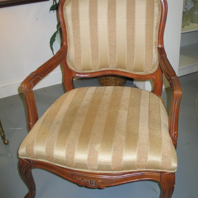 Gold Stripe French Bergere Chair; 26" x 24" x 39"