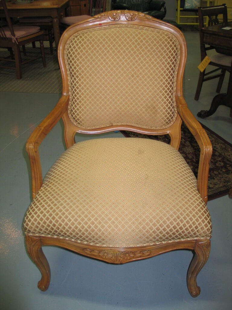 Gold Diamond Pattern French Bergere Chair; 26