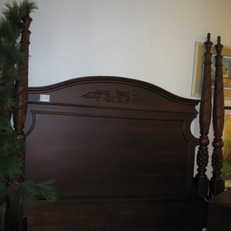 Carved King 4-Poster Bed (removable posts); 80" wide x 65" high