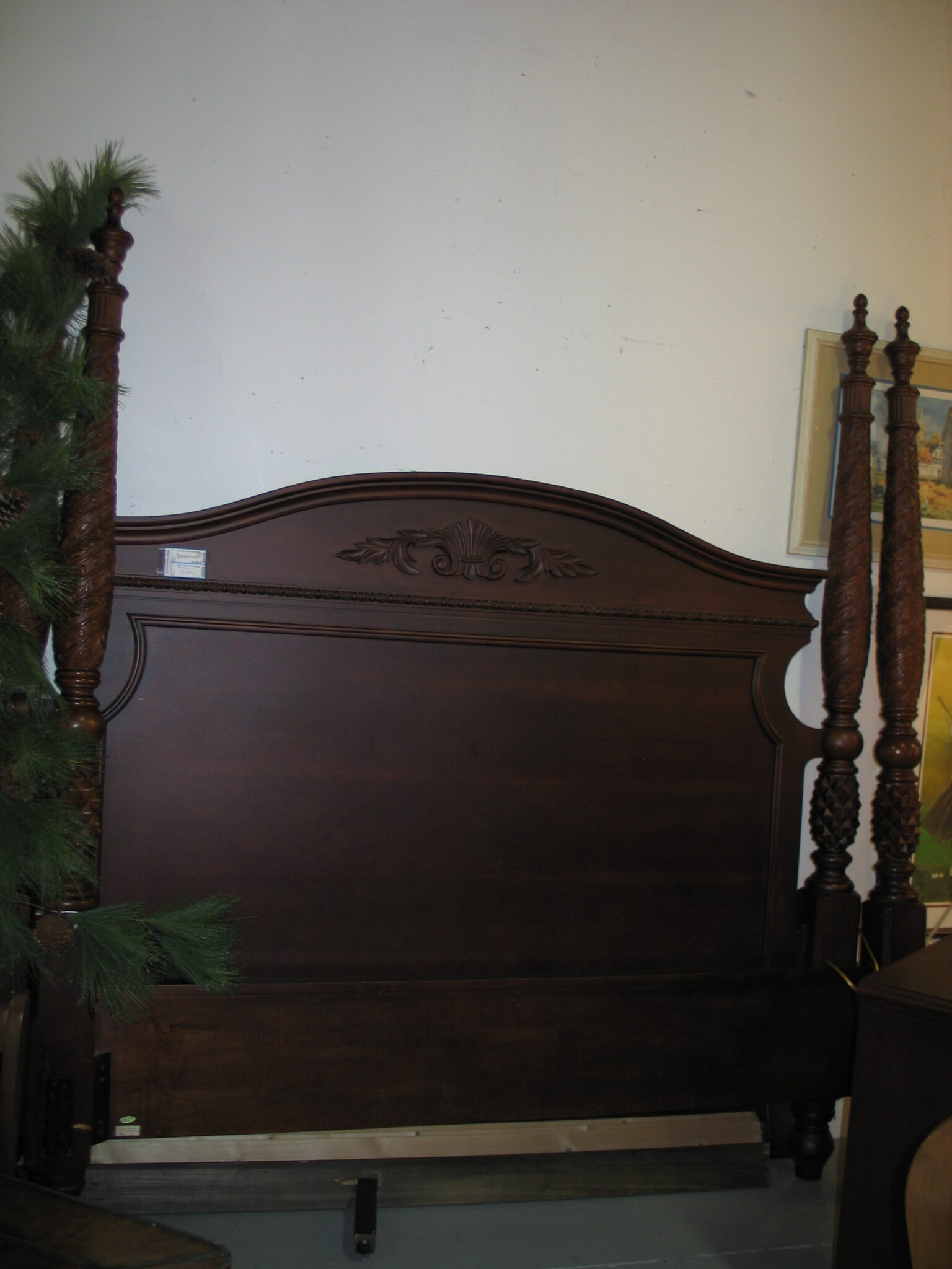 Carved King 4-Poster Bed (removable posts); 80" wide x 65" high