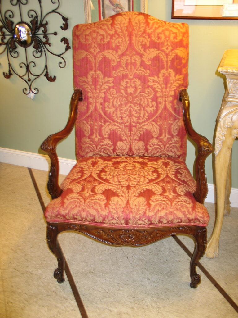 Red Brocade Carved Armchair; 28