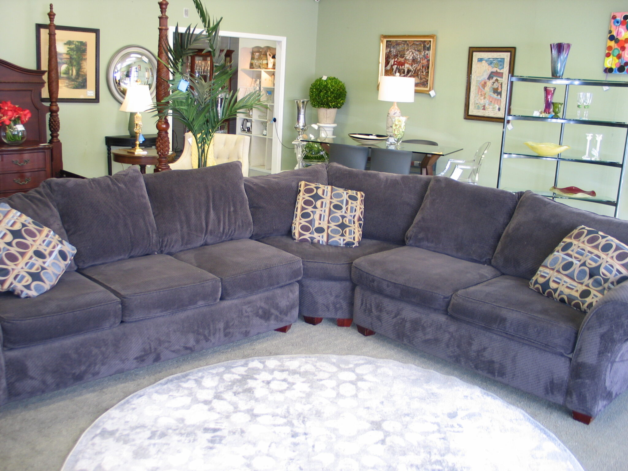 KLAUSSNER 3-Piece Sectional with Sofa Bed (Air Mattress); 96" x 96" x 30"