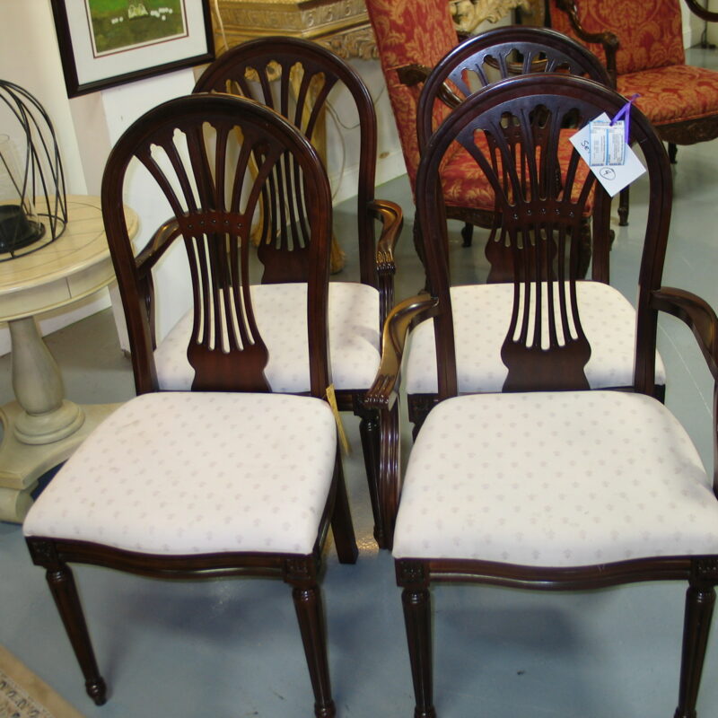 STRATHROY (Canada) Set of (4) Upholstered Seat Dining Chairs; (2) Arm/(2) Side