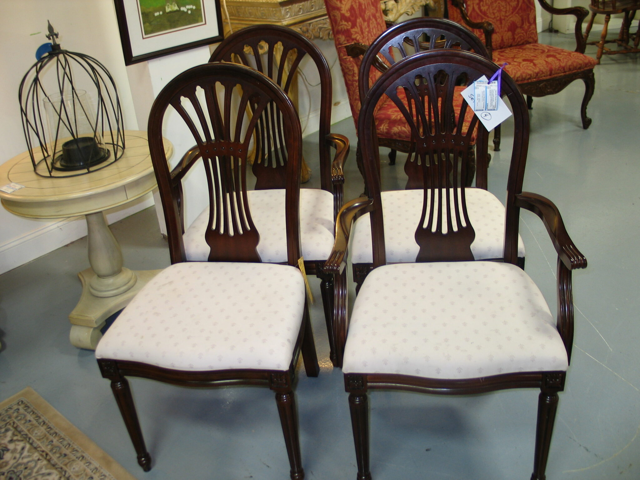 STRATHROY (Canada) Set of (4) Upholstered Seat Dining Chairs; (2) Arm/(2) Side