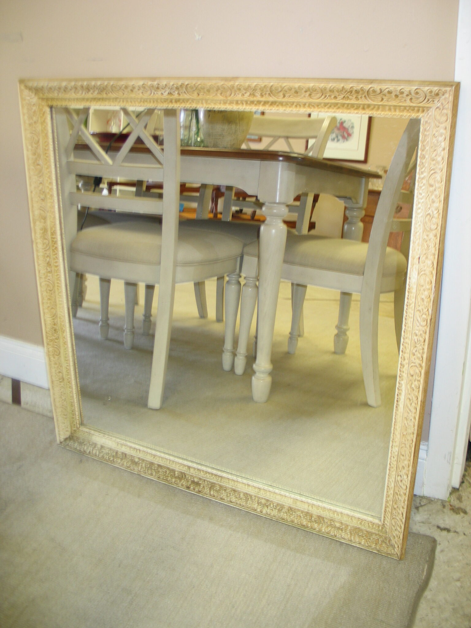 Vintage Gold Framed Mirror; 34" x 34"