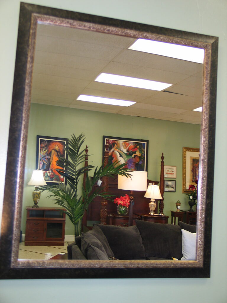 Faux Bronze Framed Mirror; 28