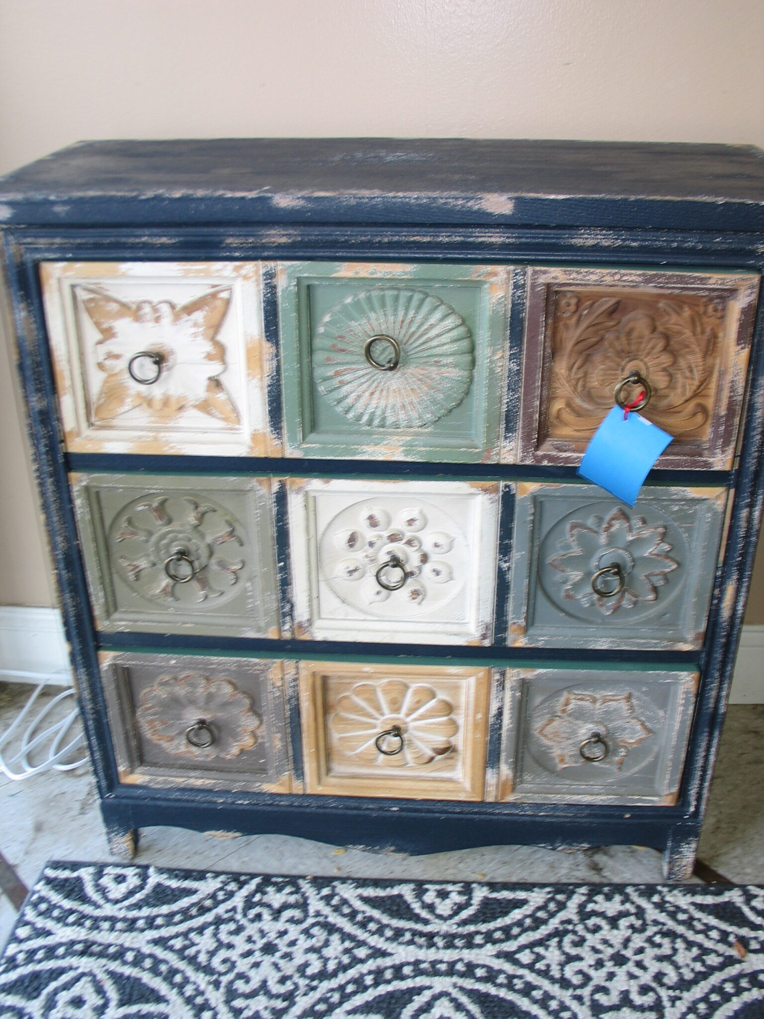 PIER 1 Multi-Color "Granada" 3-Drawer Chest; 30" x 13" x 32"