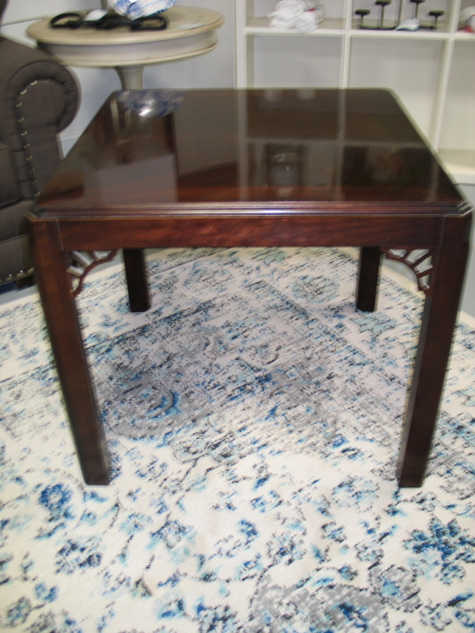 Dark Stain Table; 27" x 27" x 24" (some scratches)