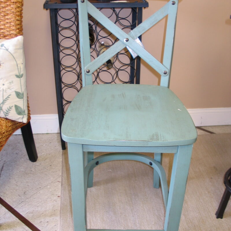 Teal Painted 24" Counter Stool; 16" x 17" x 24"