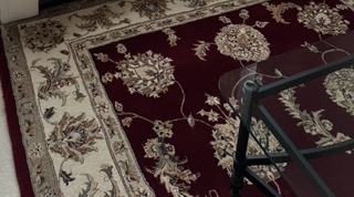 Burgundy and Cream Floral Rug; 6 x 9