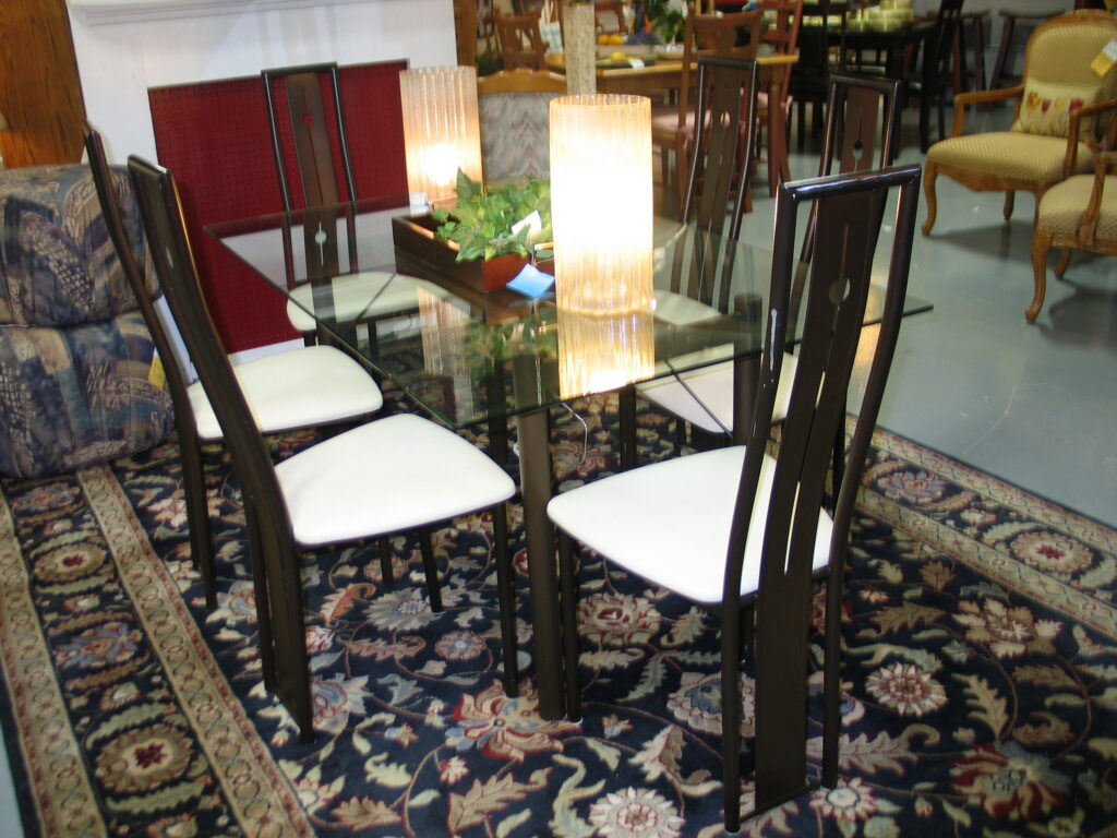 L'Islet (Canada) Metal Base/Glass Top Table; 60