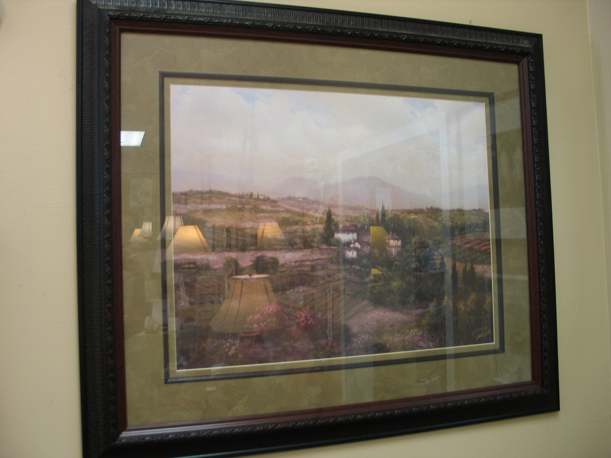 Framed Tuscan Landscape; 40" x 34"