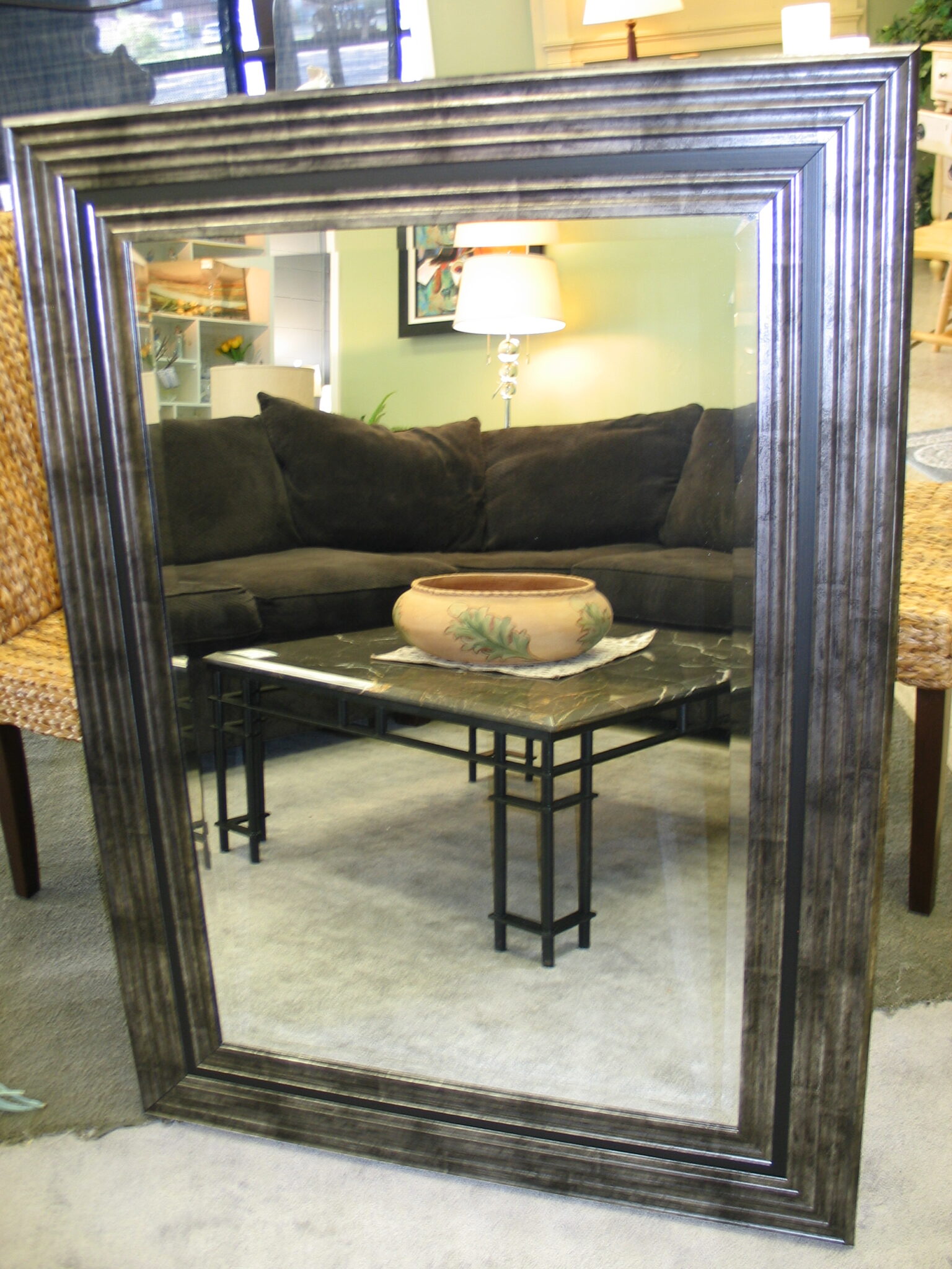 Pewter Finish Mirror; 33.5" x 46"