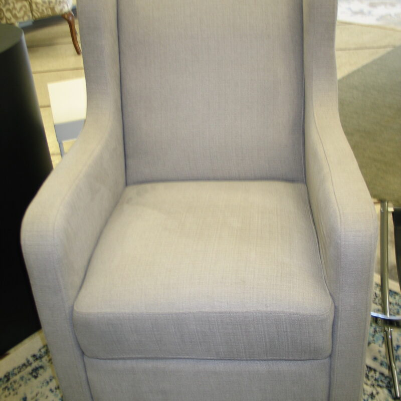 Grey Upholstered Swivel Rocker; 25.5" x 29" x 37"