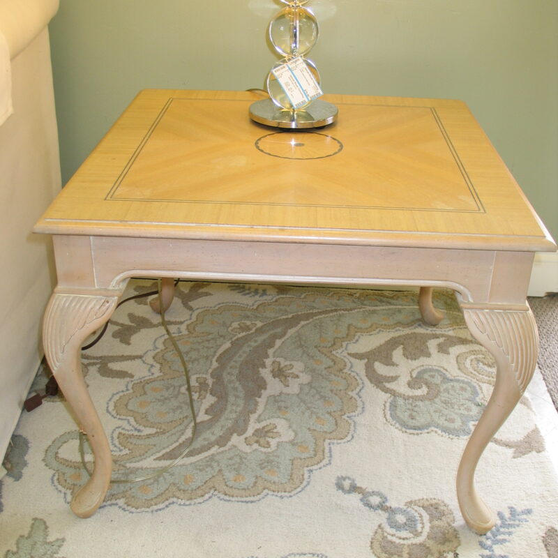 Carved Blond End Table; 28" x 28" x 23"