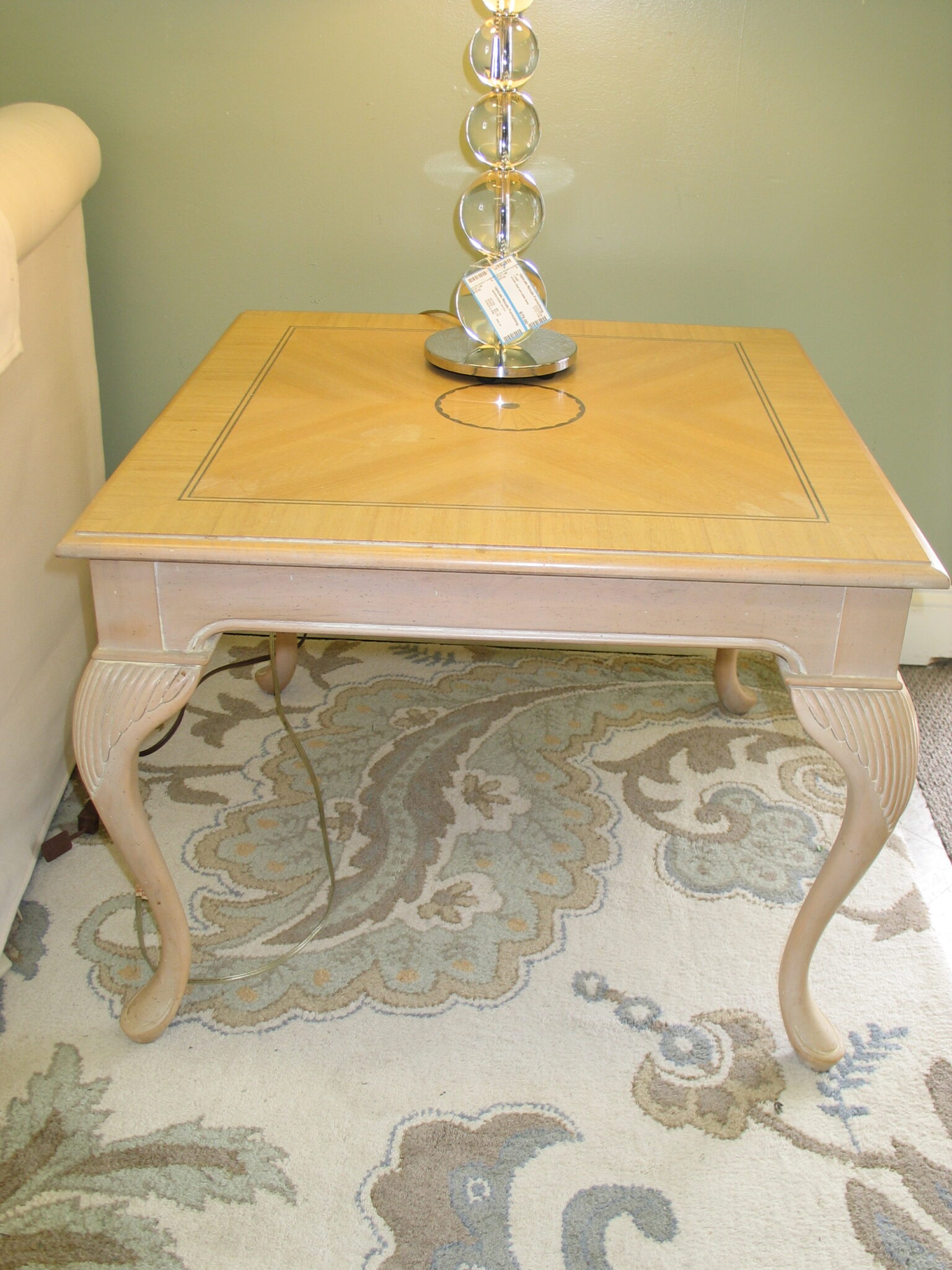 Carved Blond End Table; 28" x 28" x 23"