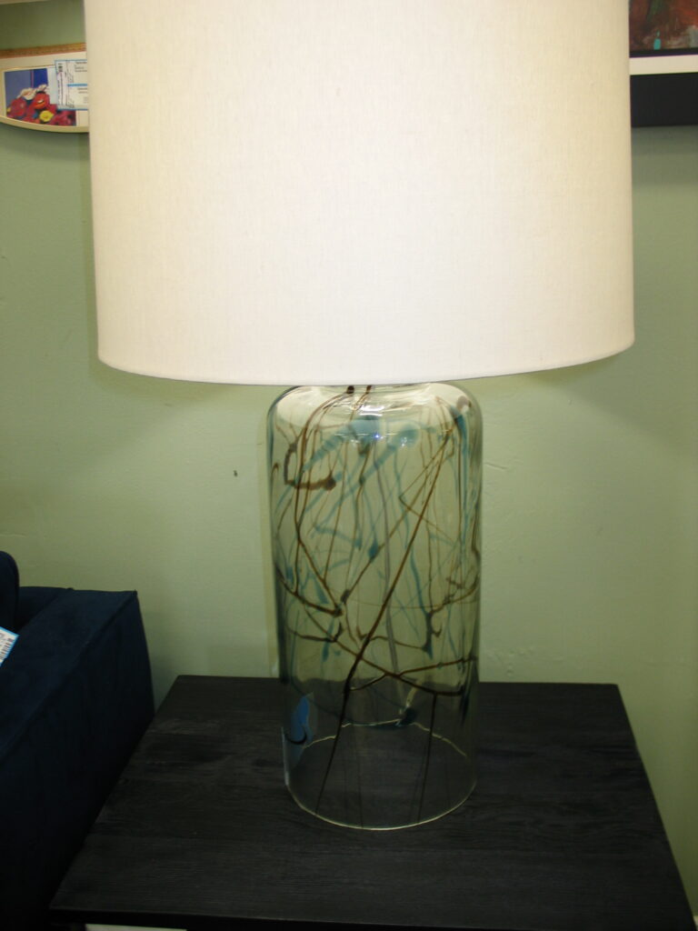 Art Glass Lamp with White Shade