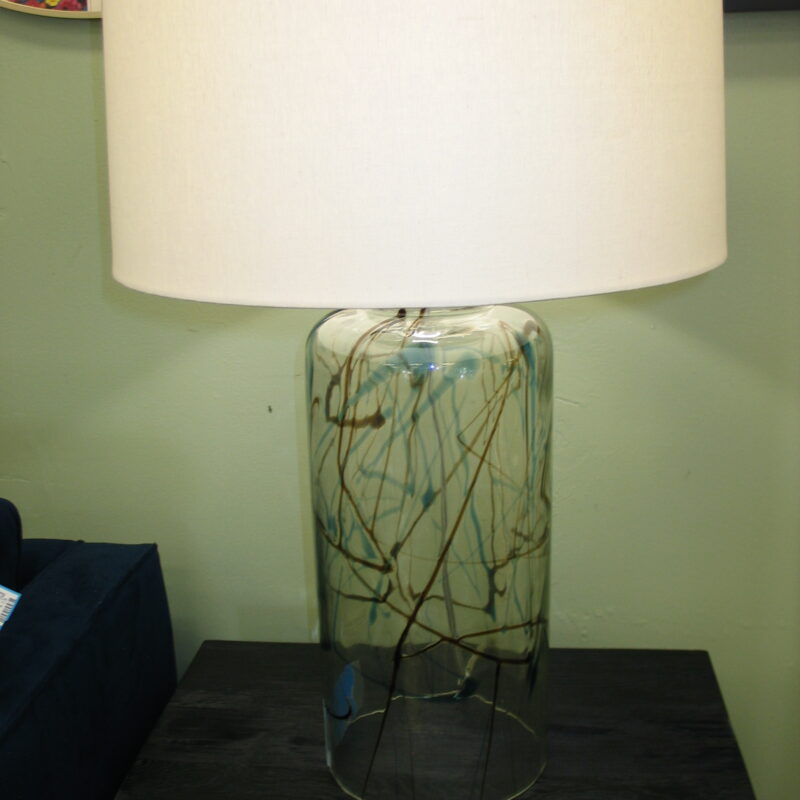 Art Glass Lamp with White Shade