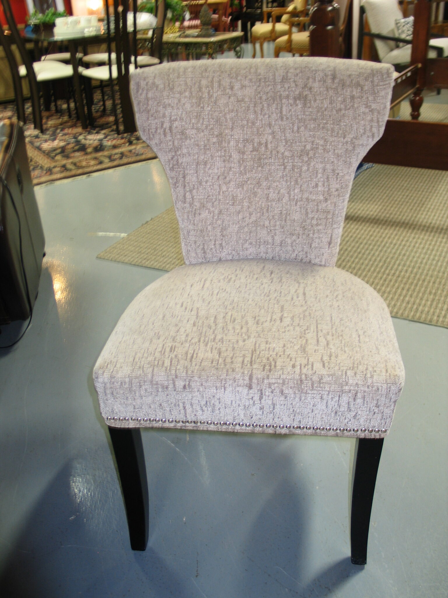 Brown Upholstered Chair with Nail Head Accents; 22" x 21" x 37"