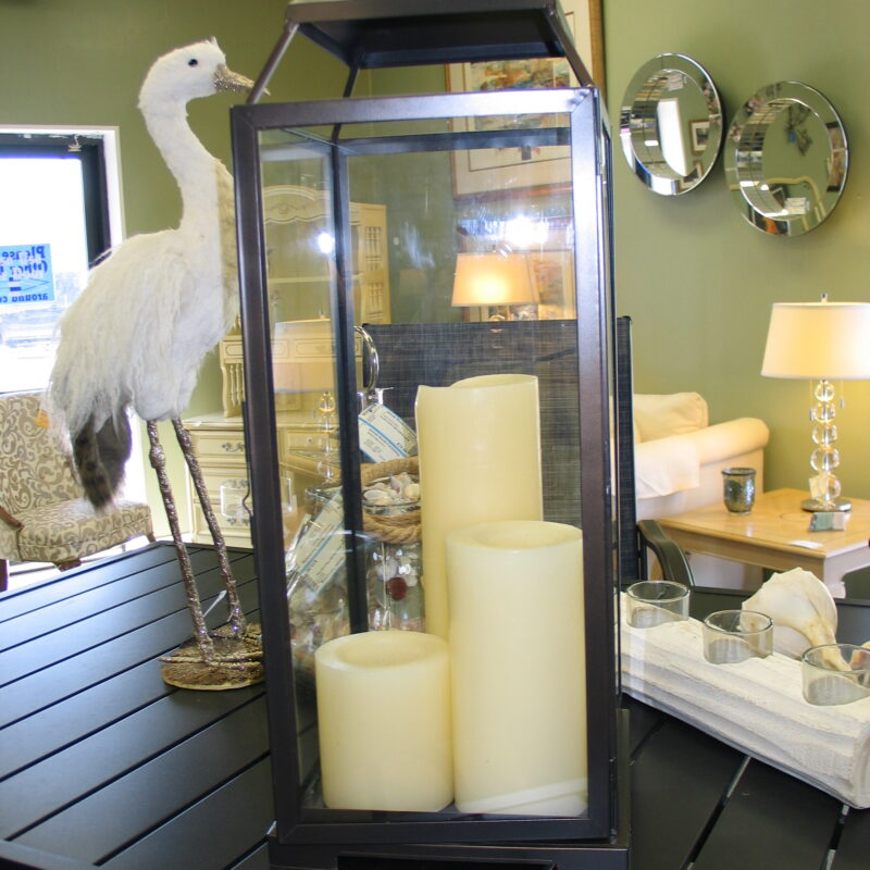 RESTORATION HARDWARE Lantern with (3) Candles