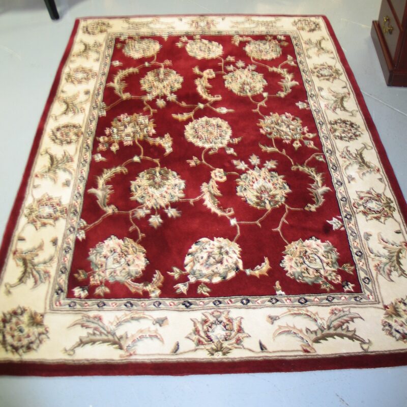 NOURISON Burgundy/Cream Rug 100% Wool Rug; 3' 9" x 5' 6"